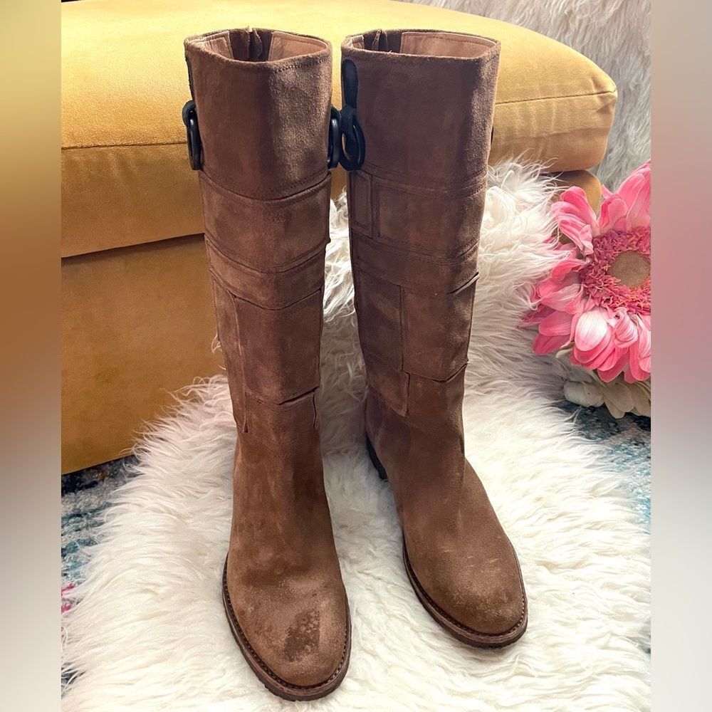 Timberland Patchwork Suede Boots Pull On 7.5 - image 2